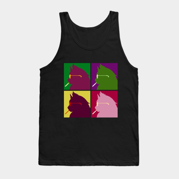 Retro & Vintage Smoking Cat Pop Art Design Tank Top by designsenpai